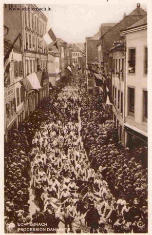 old postcard of the dancing procession in Echternach